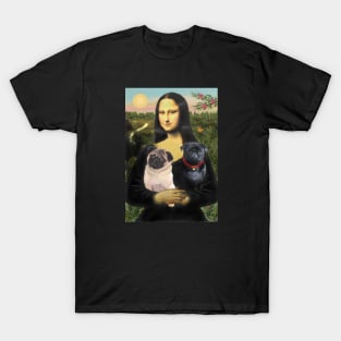 Mona Lisa and her Two Pugs T-Shirt